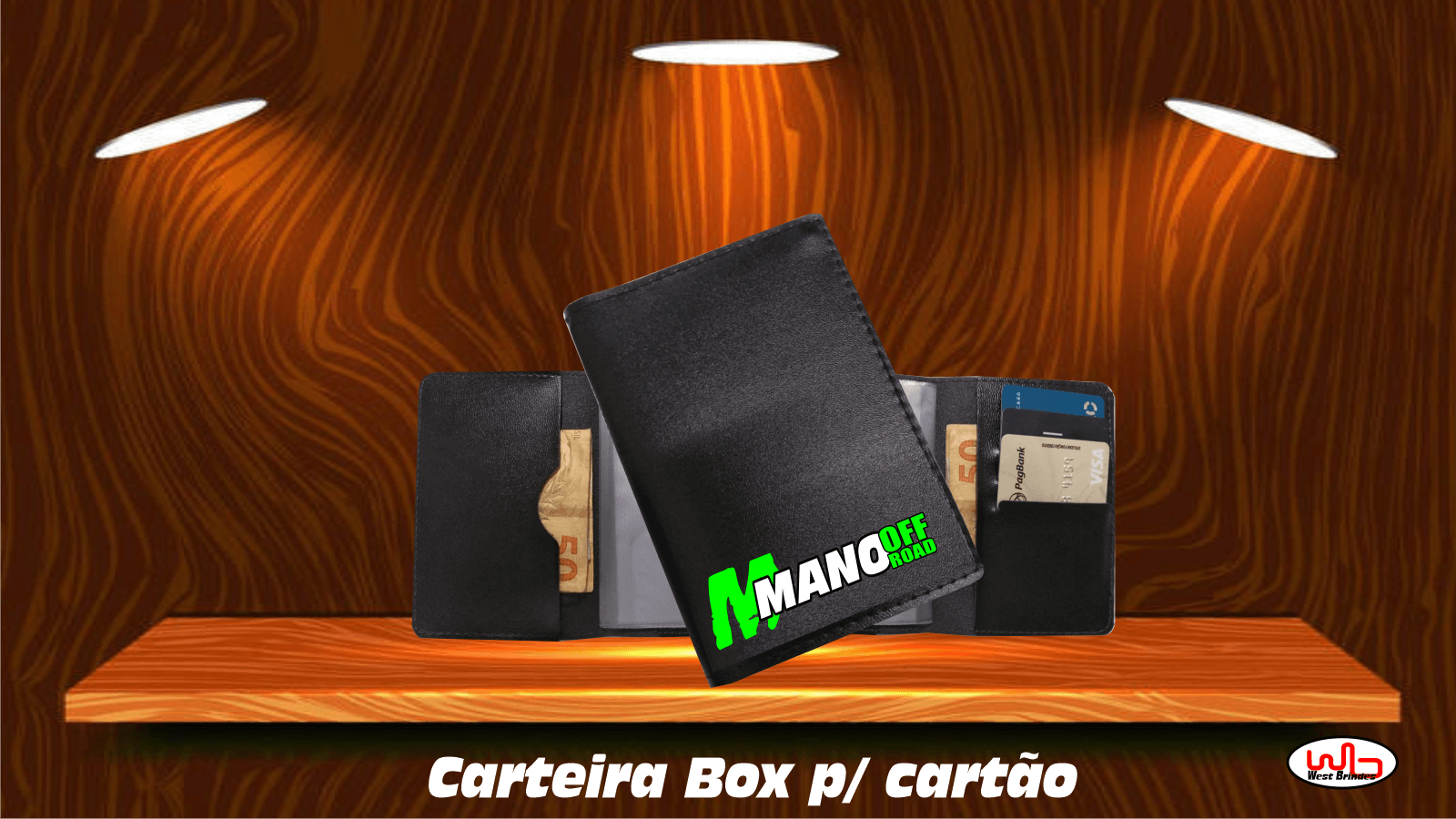 Quadrada couro sintético p/cartão 4 miolo